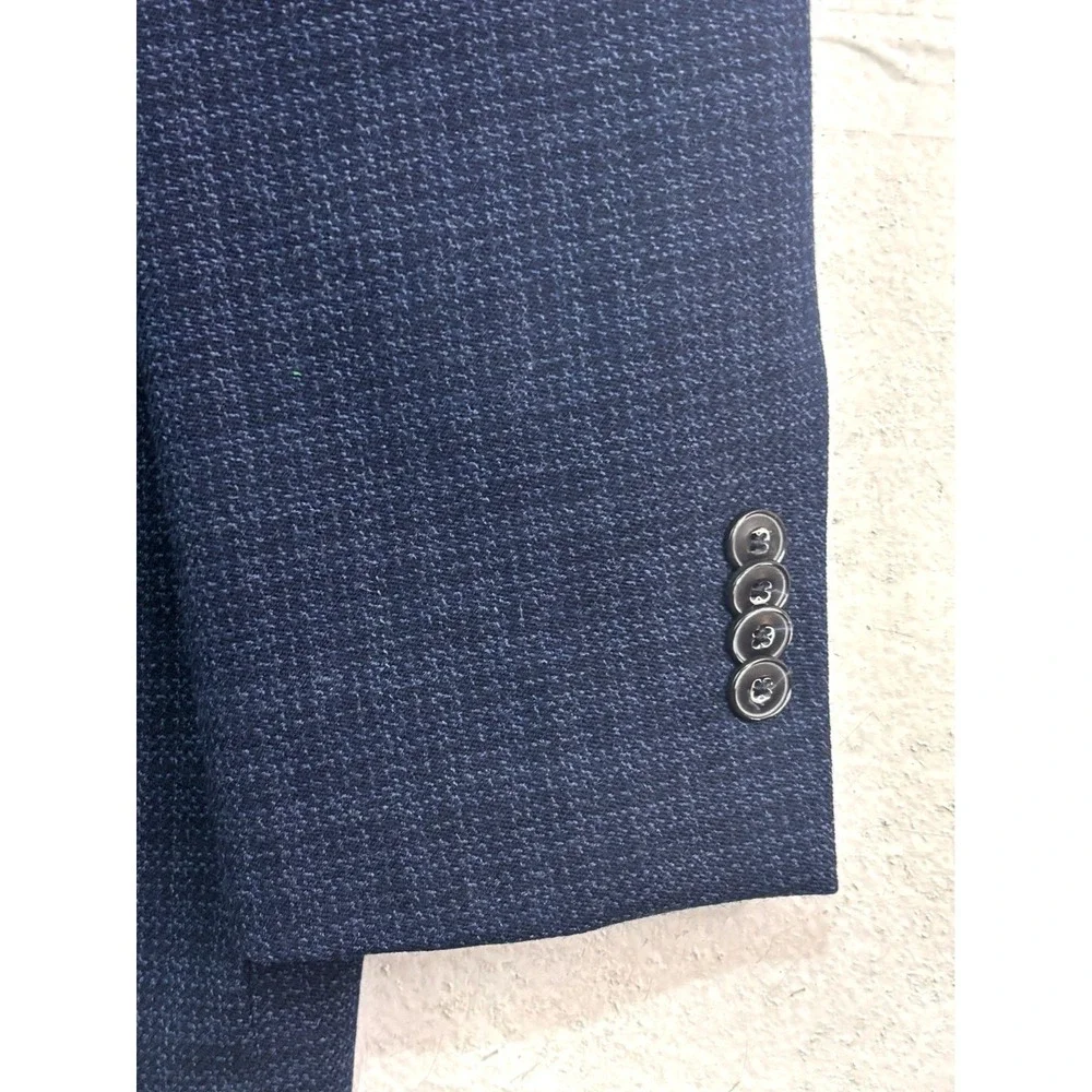 Jos A Bank 42R Navy Blue Check Flannel Wool Blazer Jacket Sport‎ Suit Coat 1905